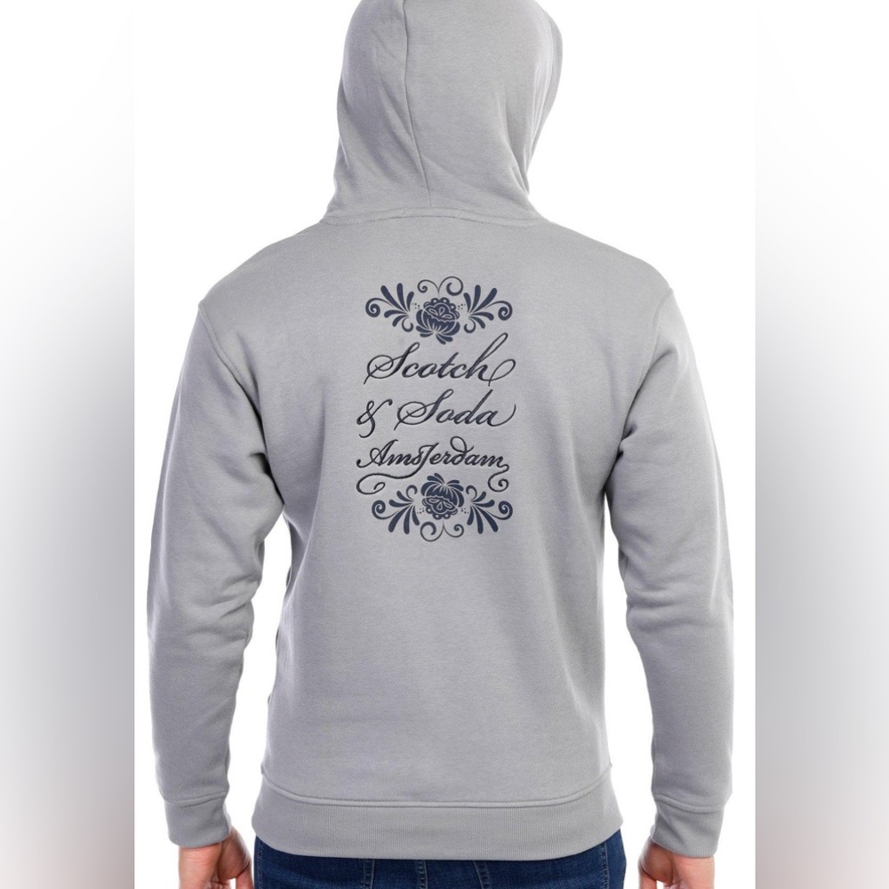 Scotch & Soda NWT men’s embroidered gray hoodie